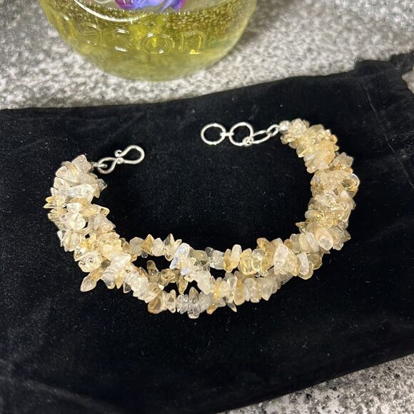 Brazilian Citrine Chips Twisted Bracelet in Platinum Over Sterling Silver - Picture 4 of 8